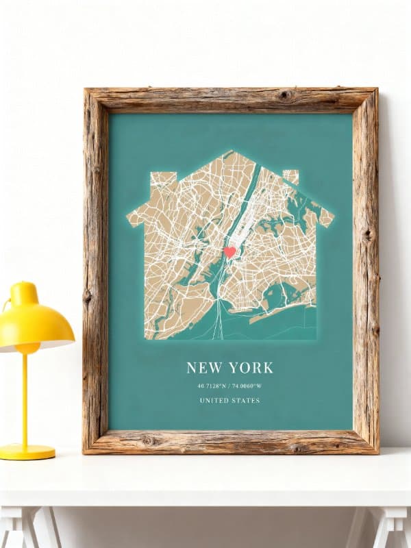 Coastal Turquoise Map Print with Ocean Colors